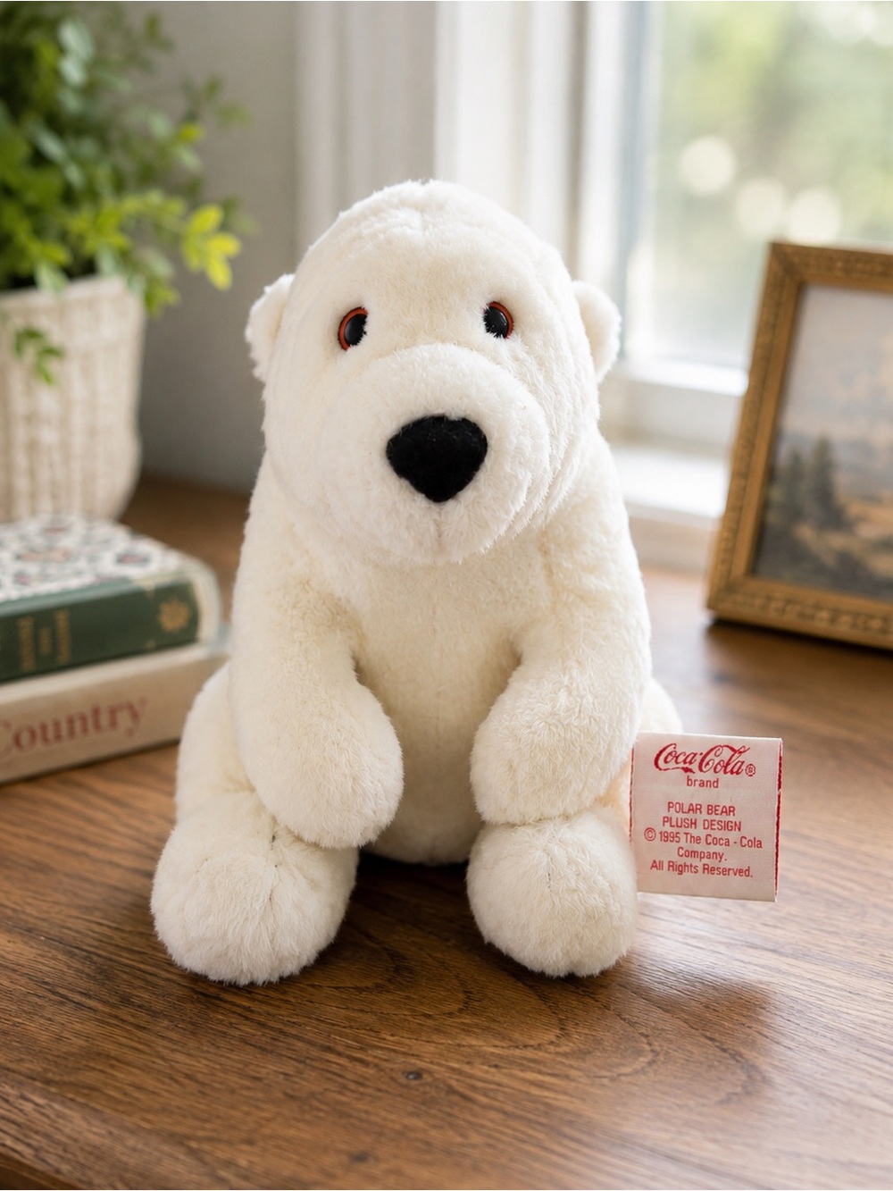 Vintage 1995 Coca-Cola Dakin Polar Bear Plush Stuffed Animal 10” White Bear